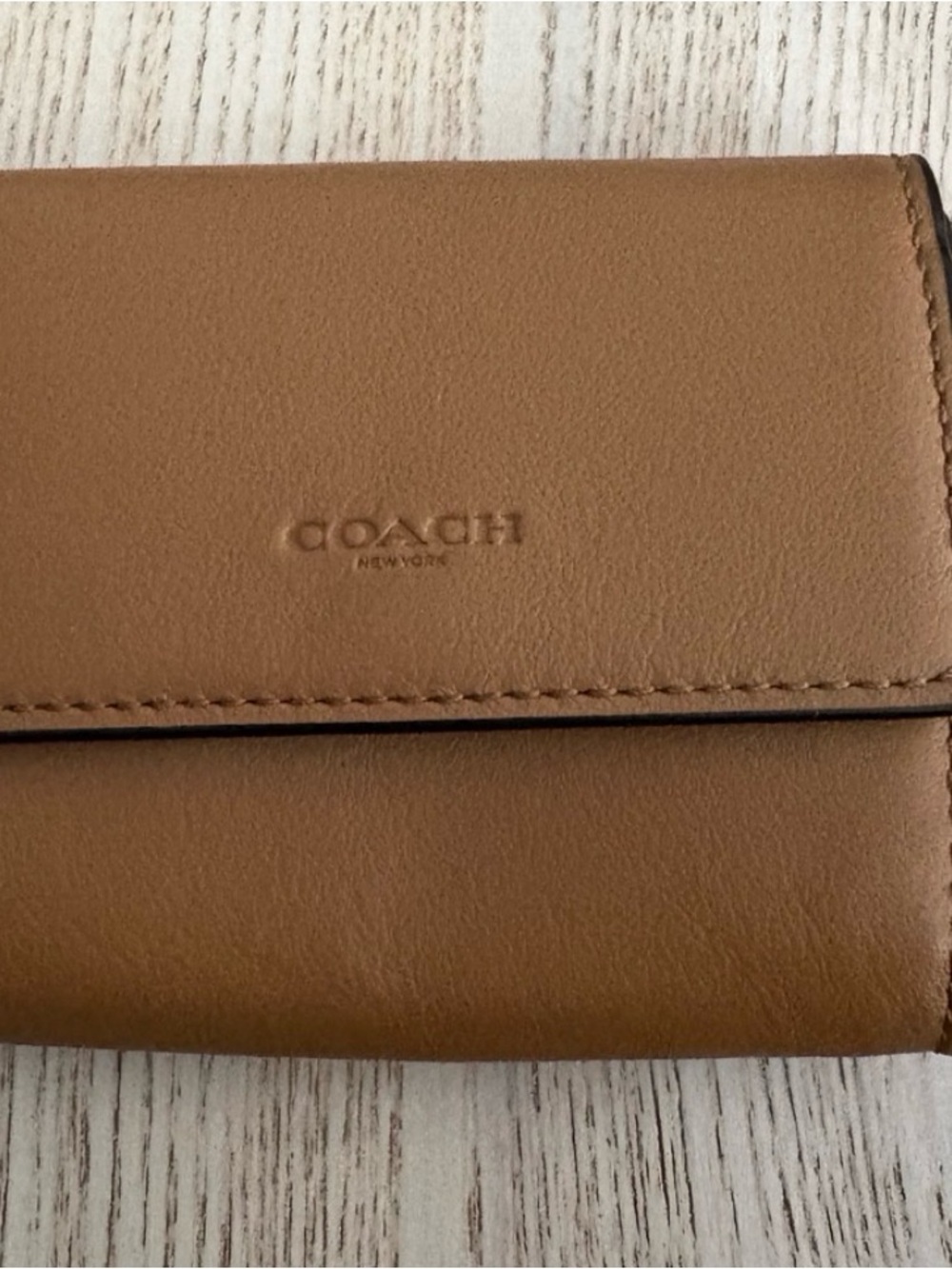 Coach C9528G Flap Card Case Leather Light Saddle